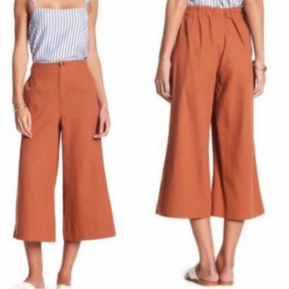Good Luck Gem Pants - good luck gem rust brick cropped wide leg pants